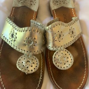 Good condition silver leather jack rogers sandals